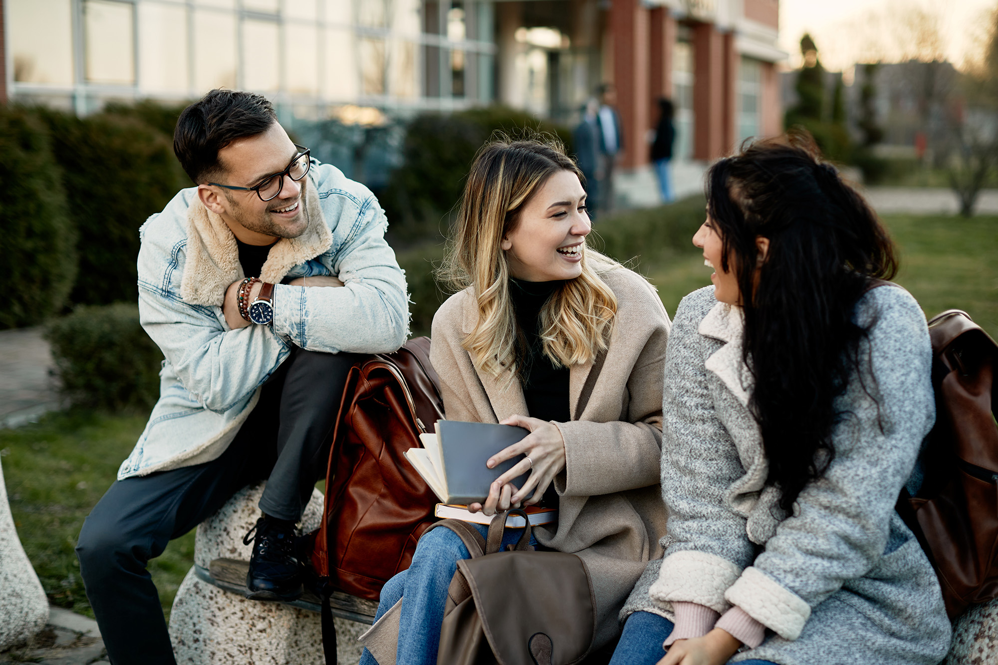 college students in park near bangor university student accommodation